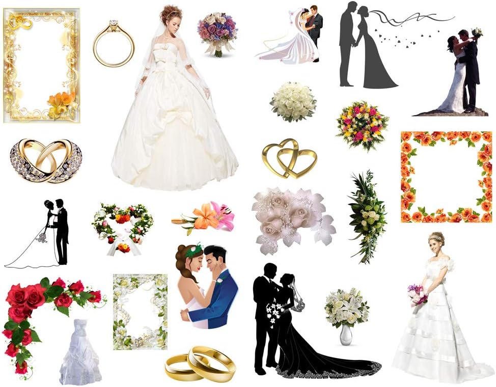 Seasonstorm Romantic Wedding Precut Anti-UV Waterproof Decoration Album Planner Stickers Scrapbooking Diary Sticky Paper Flakes (PK166)