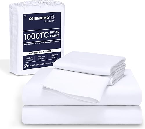 Miniatura 10 de SGI Family King - Juego de sábanas de algodón egipcio de 120 x 80 pulgadas, tamaño King, de 1000 hilos, tejido de satén sólido gris claro para una