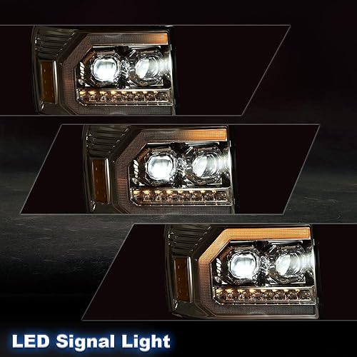 Vista 105 de PIT66 Conjunto de faros delanteros compatible con GMC Sierra 1500 2500HD 3500HD 3500HD 2007-2013, faros halógenos laterales del conductor