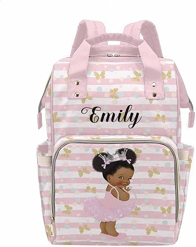 Miniatura 3 de M YESCUSTOM Bolsa de pañales personalizada de color arcoíris con linda princesa africana para mujer 0109-a11 Mochilas Daypack