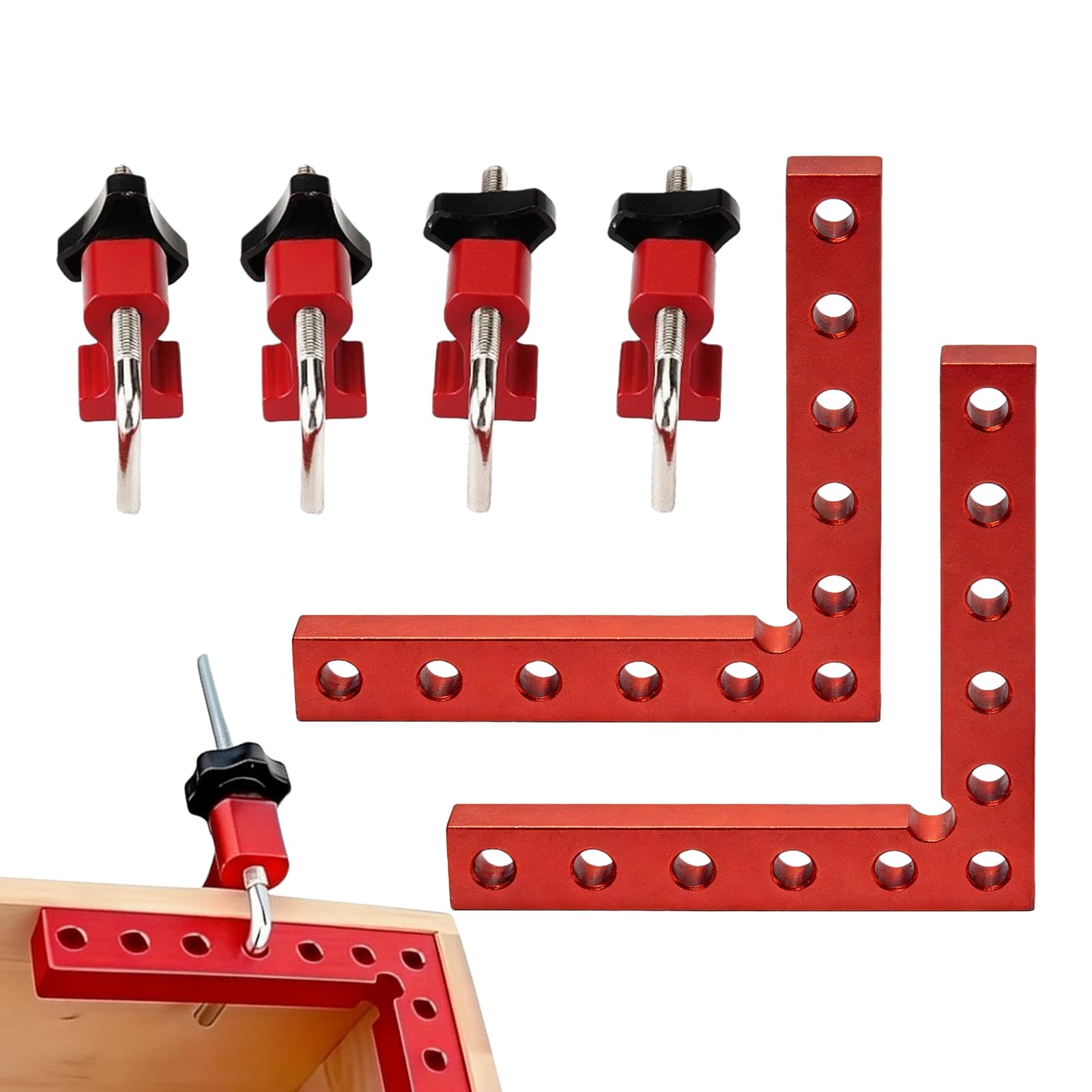 Bloc de Positionnement a 90 Degres, Lot 2 Pieces Serre Joint Angle en Alliage Aluminium 140mm Outil Travail Bois Pince Angle Droit pour Cadres Photos Boites Armoires Tiroirs Charpenterie 14cm