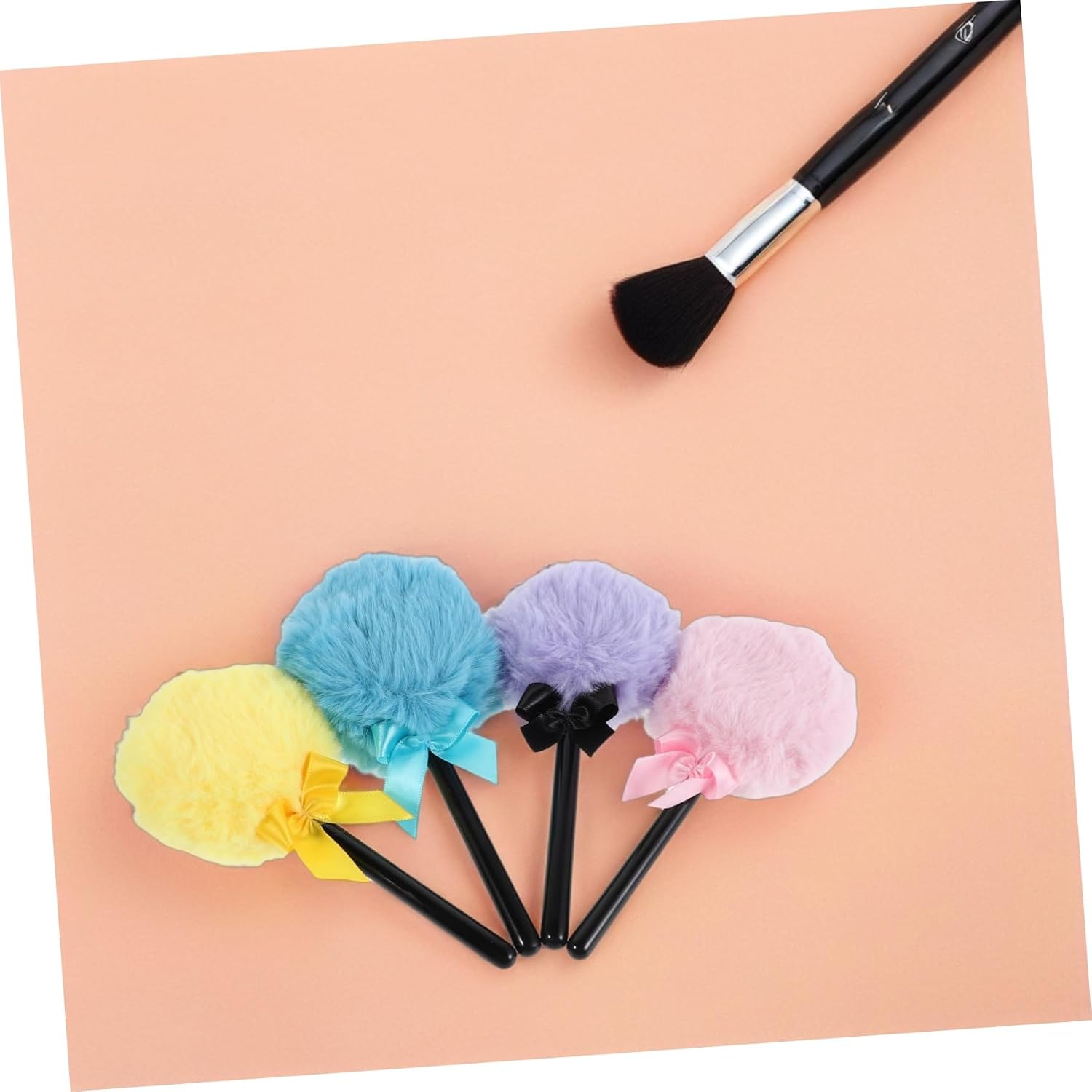 Didiseaon 4pcs Soft Velvet Makeup Puff Reusable Powder Applicator for Loose Powder Foundation Contouring for Beginners Professionals Portable Beauty Tool Lollipop Shape