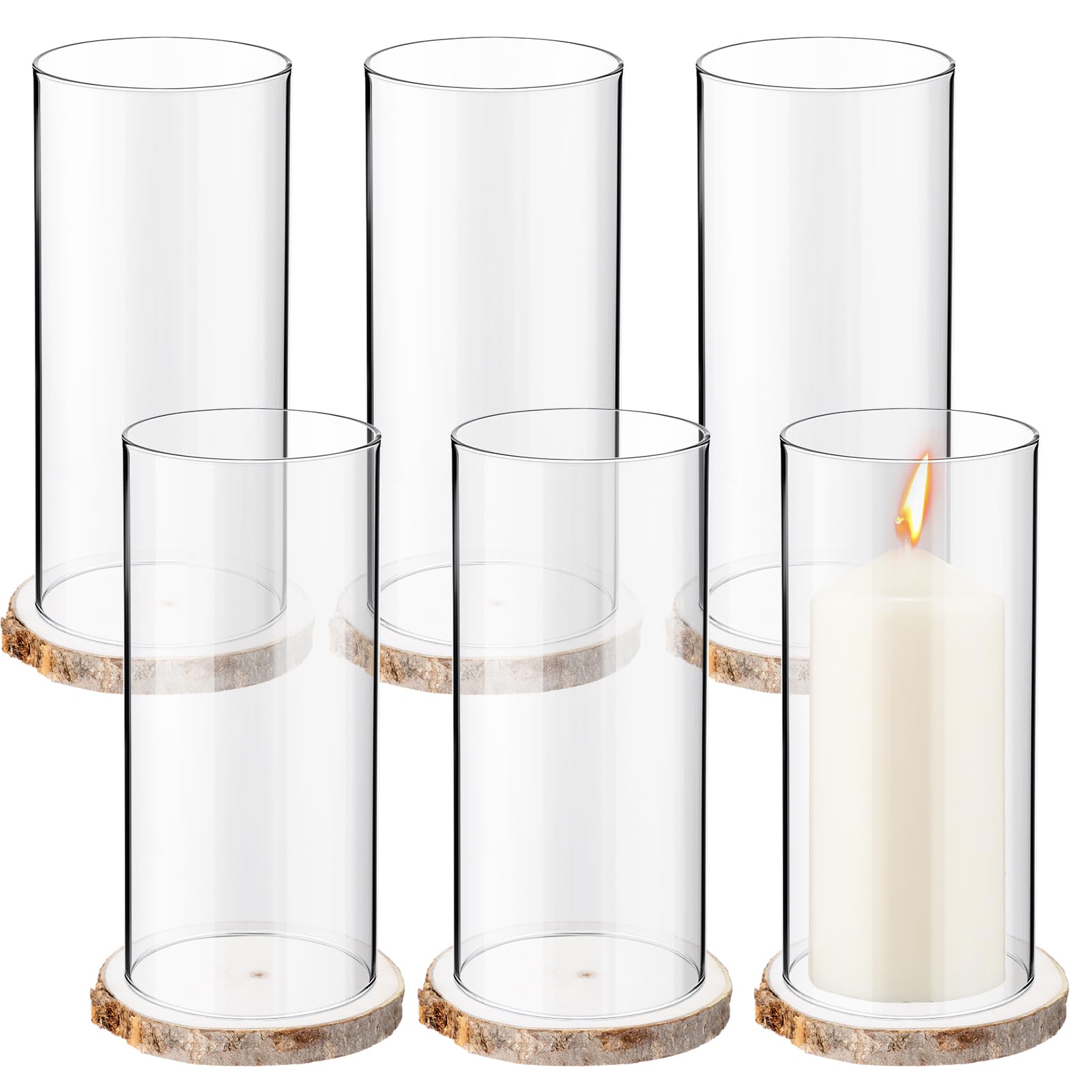 我谷風盆　約32cm×約22.5cm×約3.5cm Yaomiao Hurricane Clear Cylinder Candle Holder, Tall Glass