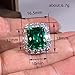 5ct Emerald Square Ring for Women 925 Sterling Silver Green Ring for Women Promise Ring for Her Cubic Zirconia Cocktail Rings CZ Diamond Engagement Ring Anniversary Valentine's Day Size 6-10（7）