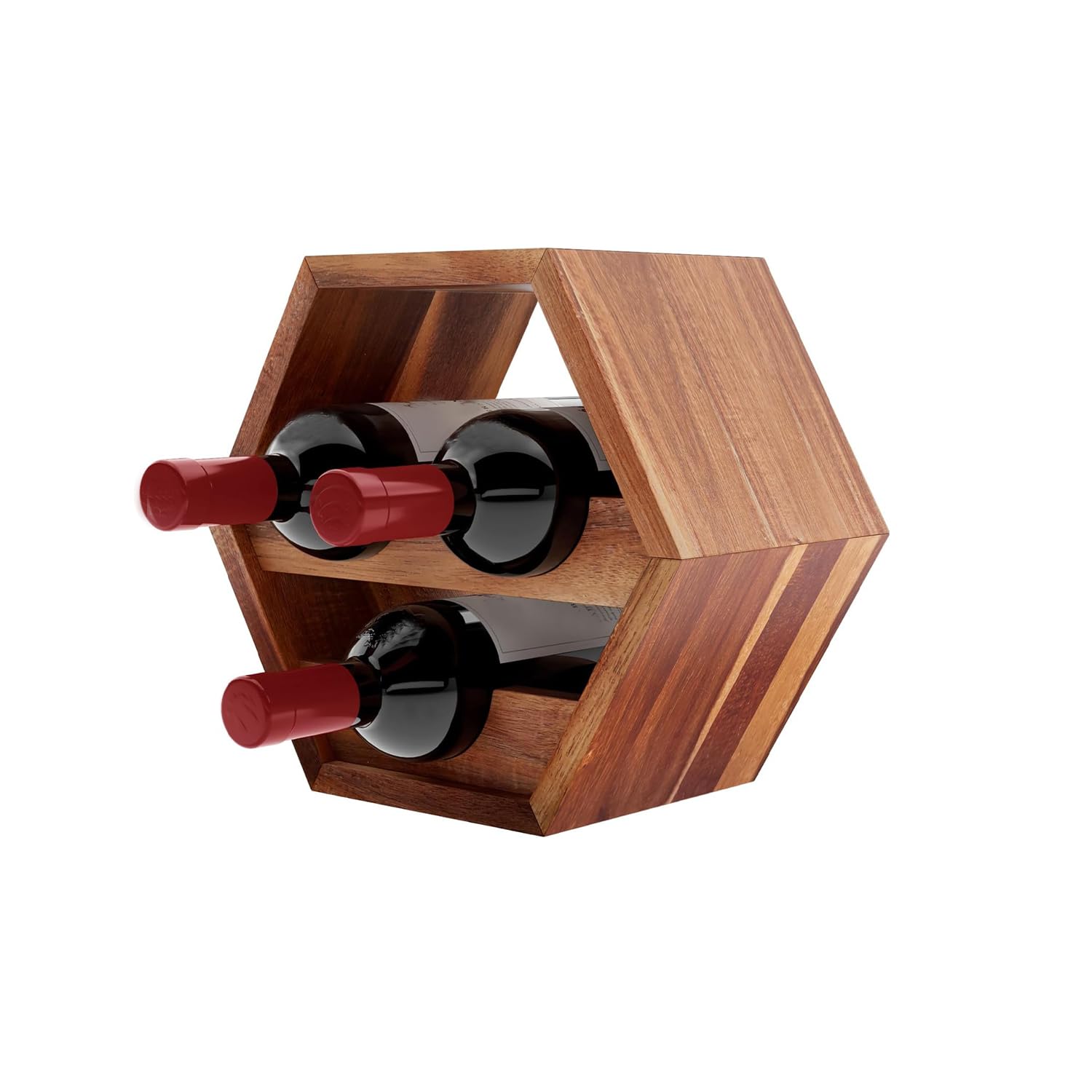 Countertop Wood Wine Rack, Freestanding Tabletop Liquor Holder Shelf Organizer Wall- Mounted Wine Bottle Storage Rack Honeycomb Design
