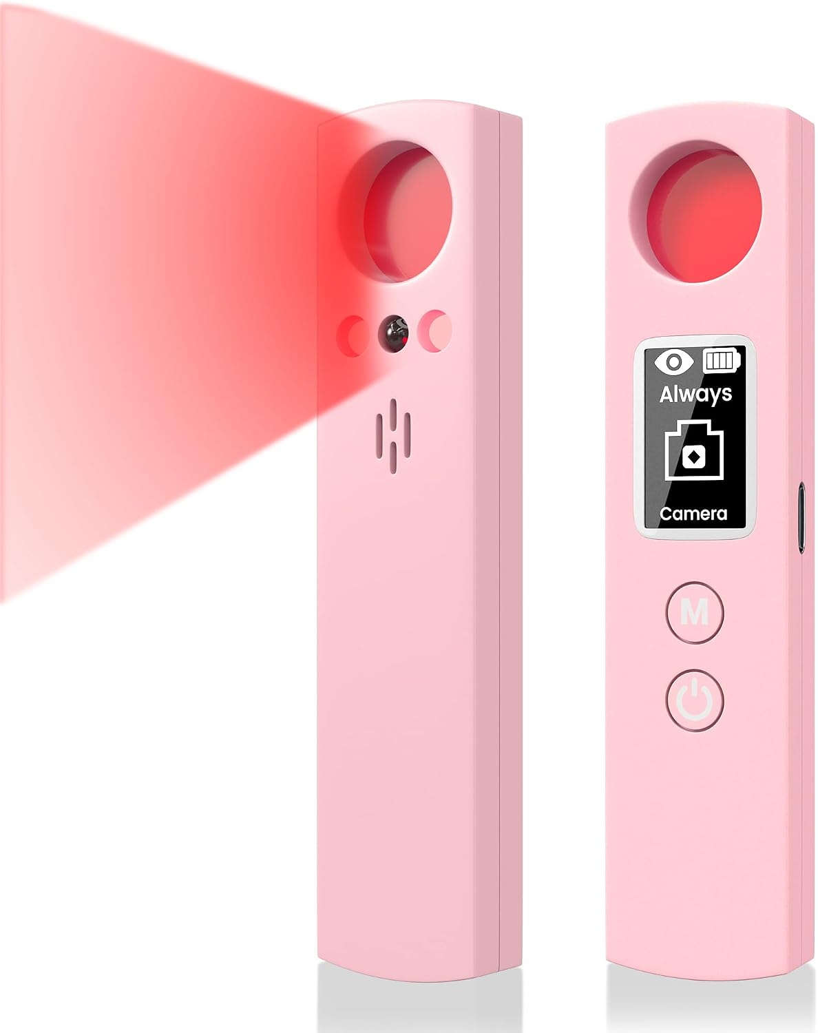 Hidden Camera Detector, 6-in-1 Anti-Spy Camera Finder w/LED Screen, GPS Tracker & Bug Detector, Portable RF Signal Scanner, Privacy Protection for Travel, Office, Hotel, Car (Pink)