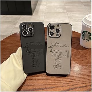 人気 スマホケース ステューシー 欧米 潮牌 2025新型 携帯電話カバー iPhone用ケース iPhone16/15/14/13 携帯ケース エンボスいんさつ 仿う皮 PUレザーケース カップルスタイル 全機種対応 おしゃれ 肌触り良い 贈り物 プレゼント (for iPhone 15,グレー)