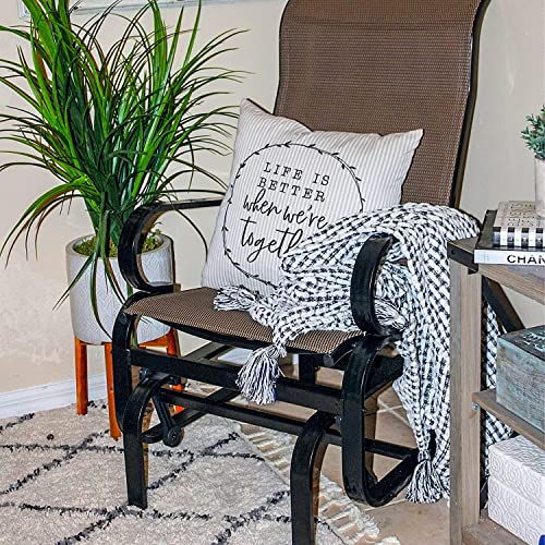PatioPost Outdoor Porch Glider Patio Swing Rocking Lounge Chair with Breathable Textilene Fabric Powder Coated Sturdy Aluminum Frame Support 350lbs for Outdoor Backyard,Beside Pool,Lawn, Mocha - Thumbnail 5