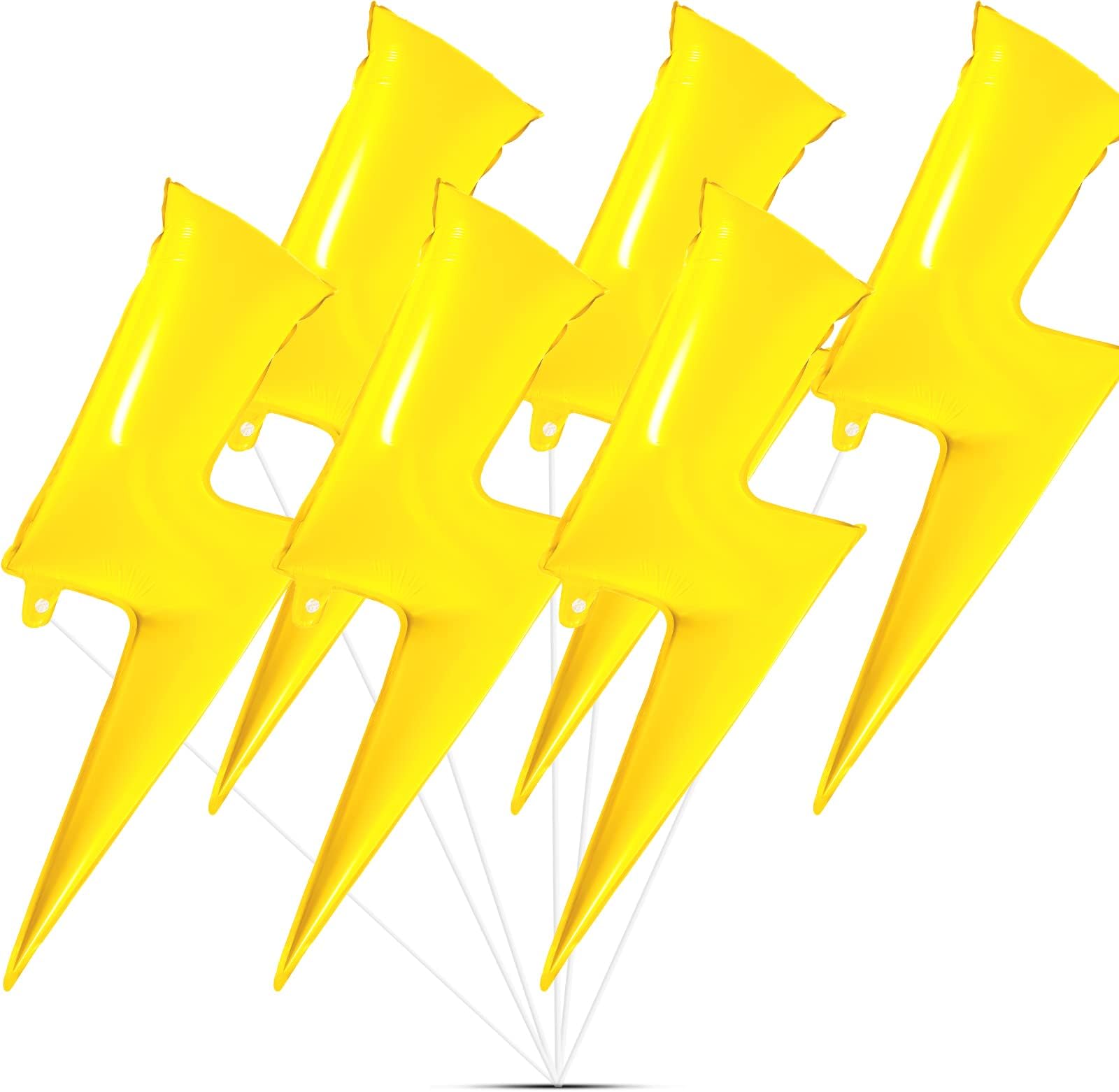 Set of 6 Lightning balloons bolt Foil Party 45 Inch Flash Foil Lightning Bolt Shape Balloons Birthday Party Supplies for Wedding Decoration(Yellow)