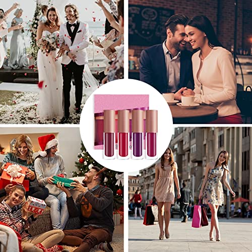 Rosarden 4Pcs Glitter Lipstick Set - Shimmer Lipstick Set For Makeup- Non -Sticky Cup Waterproof & Long Lasting Sparkle Diamond Lipsticks - Soft Velvet Shiny High Pigment Lipsticks For Women #TOP6