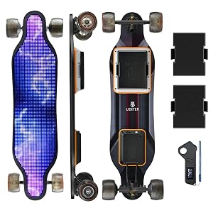 Electric Skateboard with Remote Max 600W 2 Hub-Motors Swappable Battery Up to 28 MPH 12 25 Miles Range