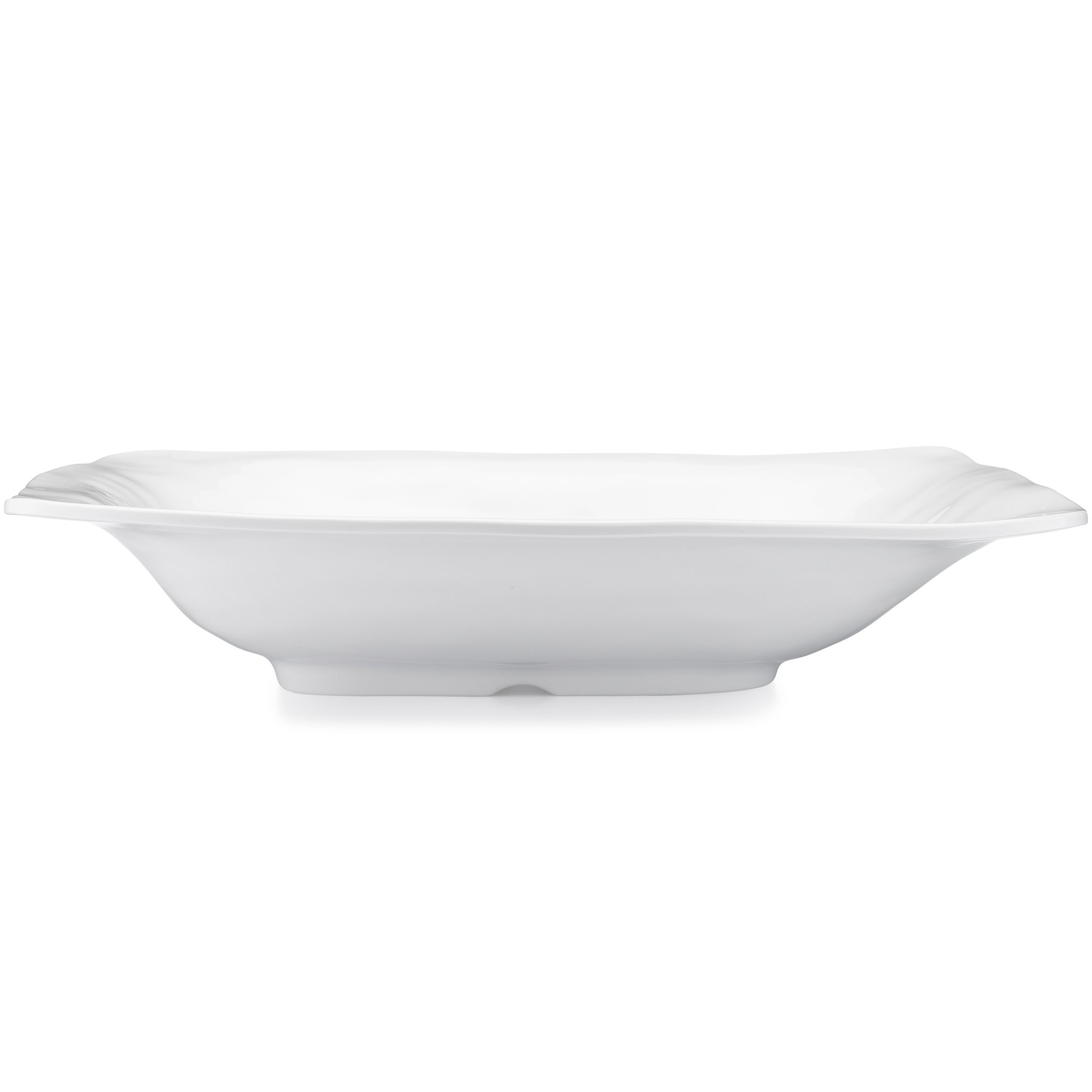 Q Squared Ruffle Rectangle Shallow Serving Bowl, 17-Inch, Melamine, White