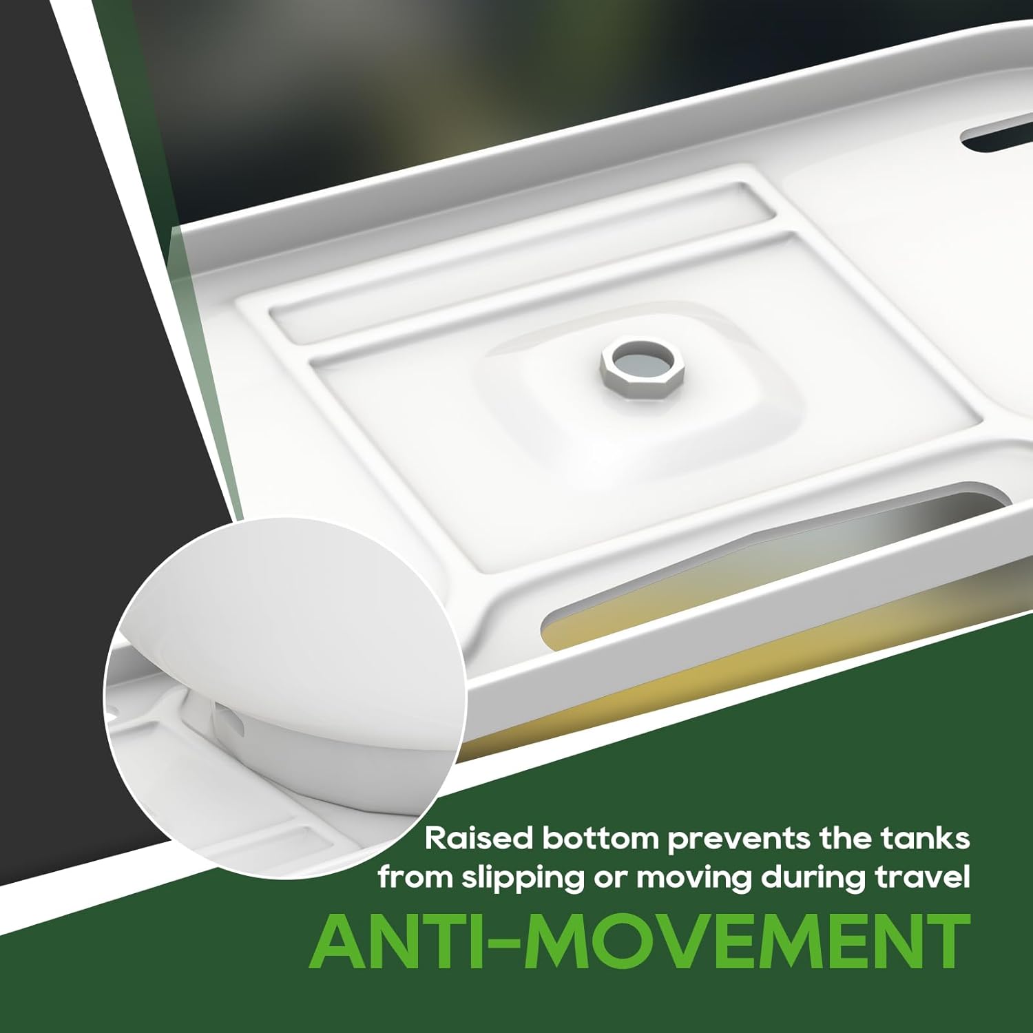 RVGUARD RV Dual Propane Tank Mounting Rack for 30lbs Tanks, White, Dual RV Propane Tank Cylinder Rack for Travel Trailer Hitch Frame