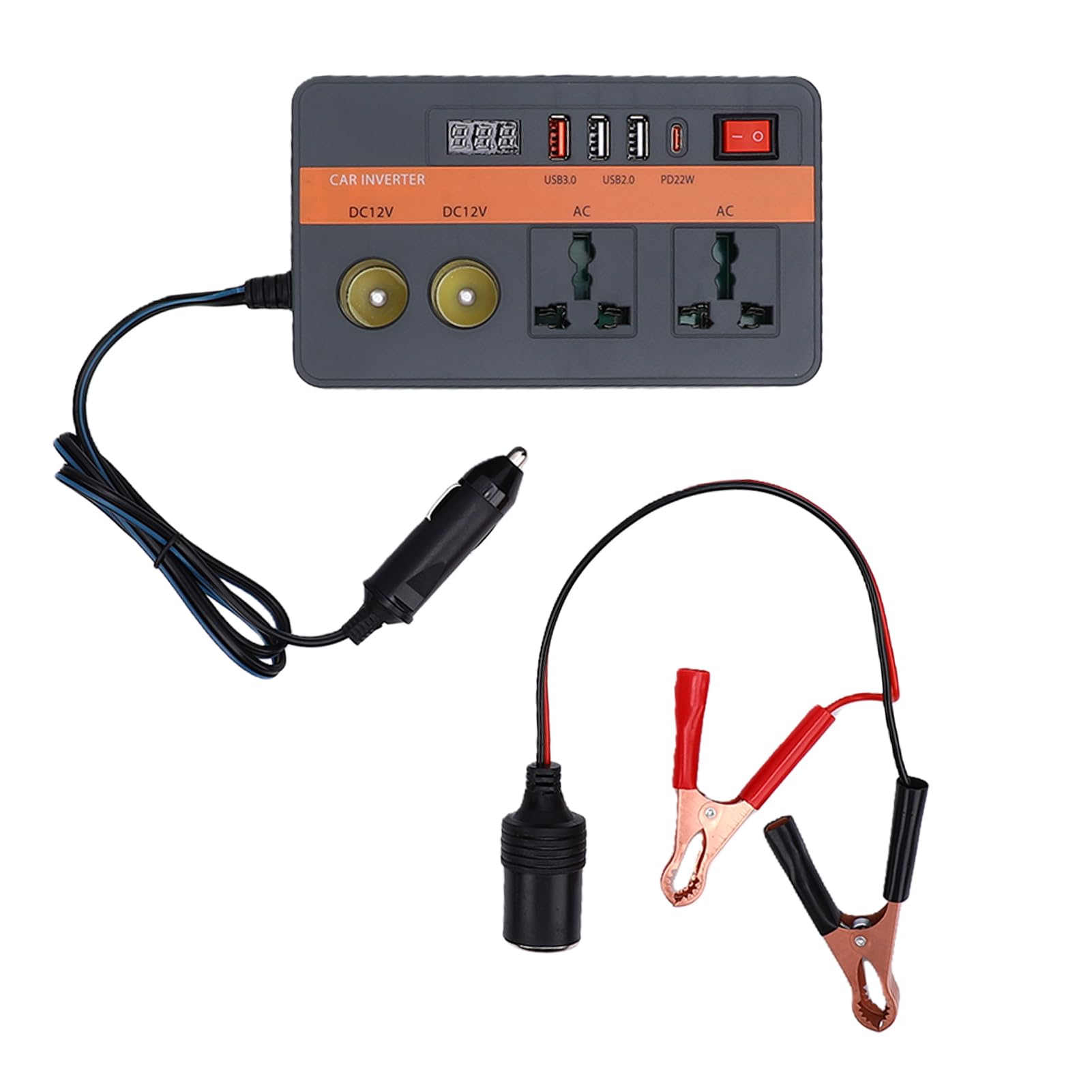 Eujgoov Inverter Auto 300W Convertitore di Corrente 12V a AC con (ORANGE)