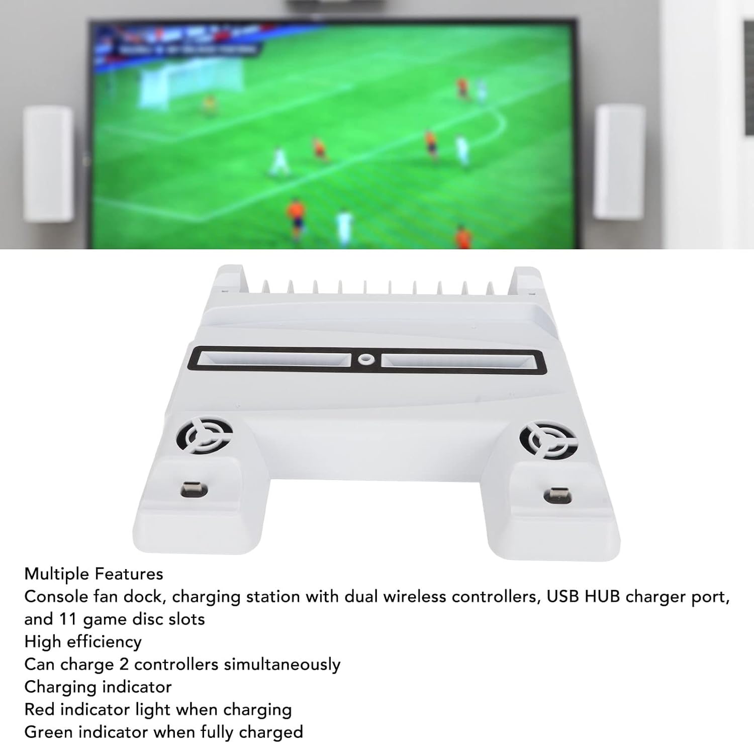 PS5 Game Controller Cooling Rack for PS5, PS5 Tower Cooler with Dual Controller Charging Station and 11 Game Slot Disc Storage Rack, PS5 Accessories