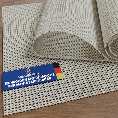 MEISTERWERK sous-Tapis Antidérapant – Maintien Extra Fort sans Colle | Anti Dérapant Tapis Découpable pour Parquet, Carrelage, Stratifié | Lavable &...