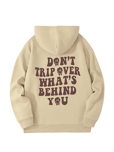 Floerns Men's Long Sleeve Lightweight Hooded Drawstring Letter Print Casual Y2K Graphic Hoodies Sweatshirt Tops Pullover