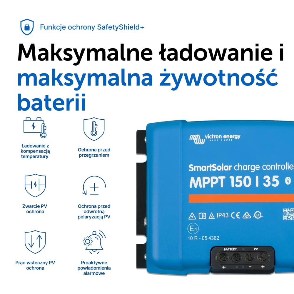 Victron Energy SmartSolar MPPT 150V 35 amp 12/24/36/48-Volt Kontroler Ładowania Słonecznego (Bluetooth)