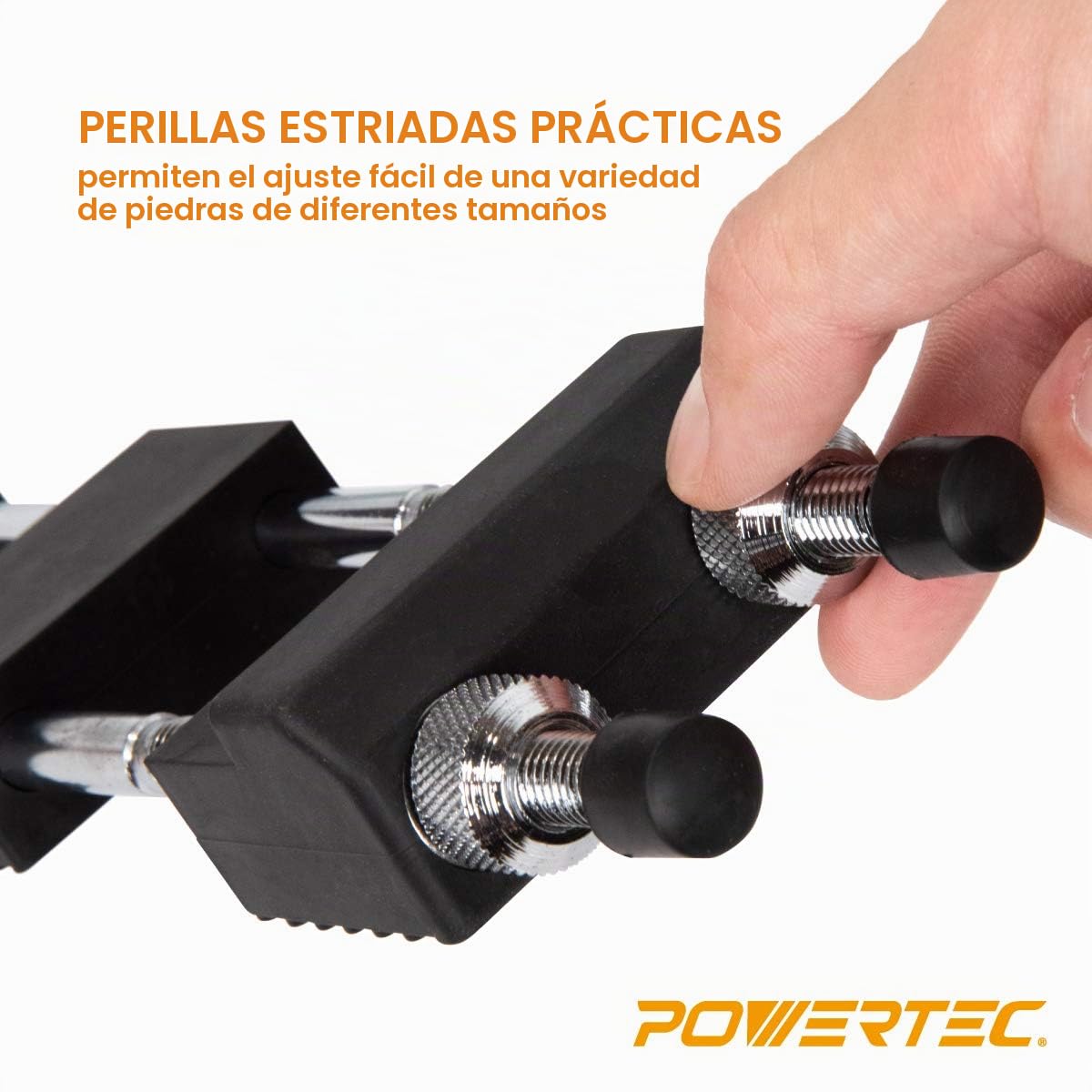 POWERTEC Soporte de piedra de afilar, soporte ajustable para afilador de cuchillos de 5-1/2 a 9 pulgadas, base de goma antideslizante para piedra de afilar, piedra húmeda, piedras de diamante, piedras