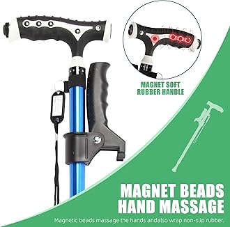 Hold 440 Lbs Walking Cane for Men & Women Aluminum Alloy Lightweight Height Adjustable Walking Stick Heavy Duty Foldbale Free Standing Cane with LED for Seniors Adults