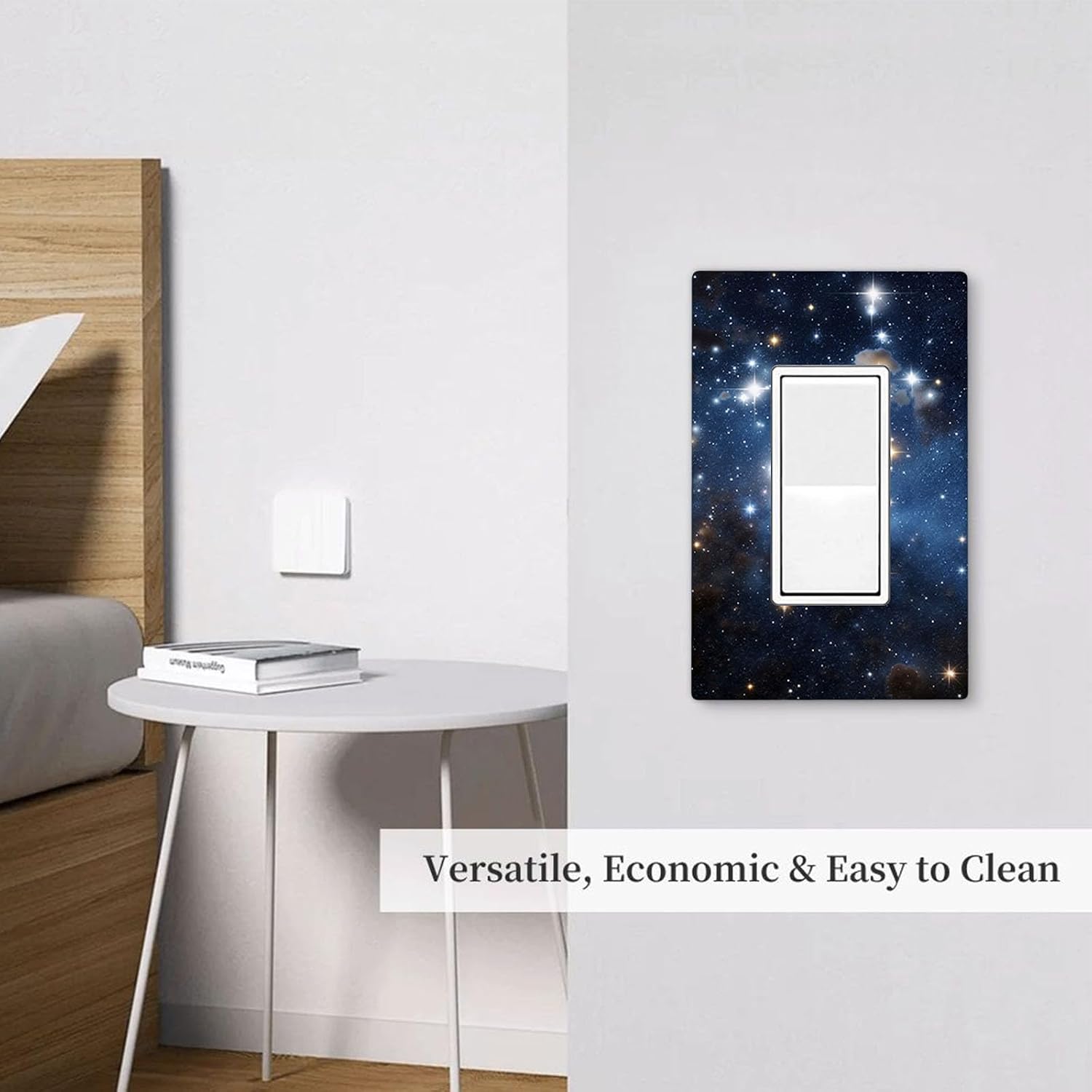 Moslion Blue Starry Sky 1 Gang Rocker Wall Plate Space Stars Galaxy Nebula Single Light Switch Covers Receptacle Bedroom Bathroom Home Decor image 5