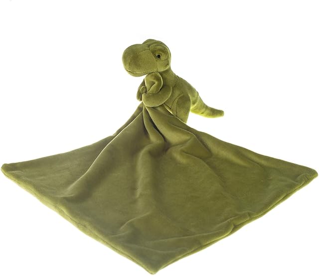 Apricot Lamb Snuggler Plush Infant Stuffed Animals Dinosaur Security Blanket Nursery Character Blanket (Green Dinosaur, 14 Inches)