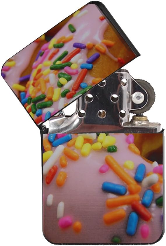 Donut Sprinkles - Black Lighter Windproof Flip-Top Refillable with tin gift box