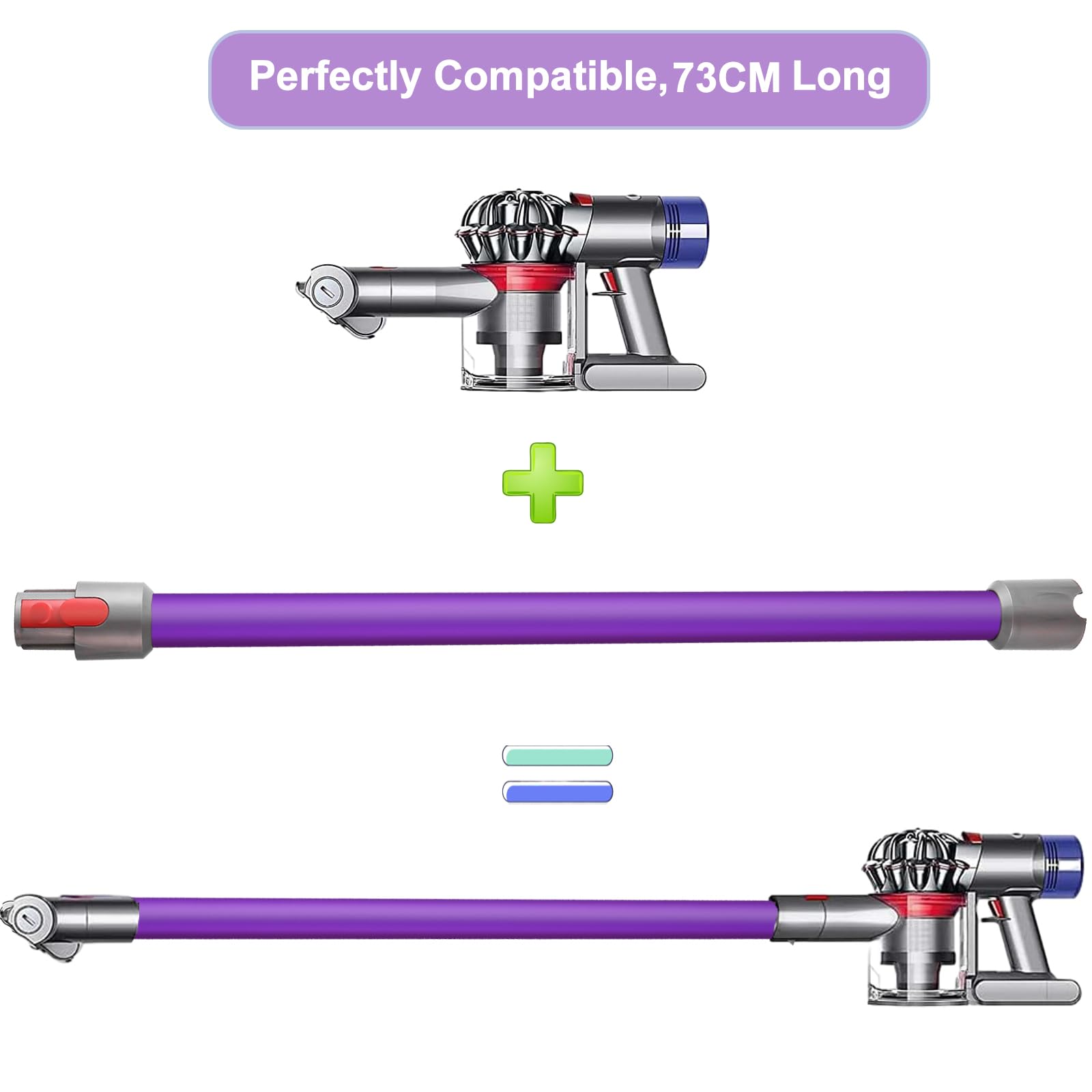 Ersatzteile Verlängerungsrohr für Dyson V7 V8 V10 V11 V15 Staubsauger, Saugrohr Länge 73 cm, Rohr Ersatz für 969109 (Violett)