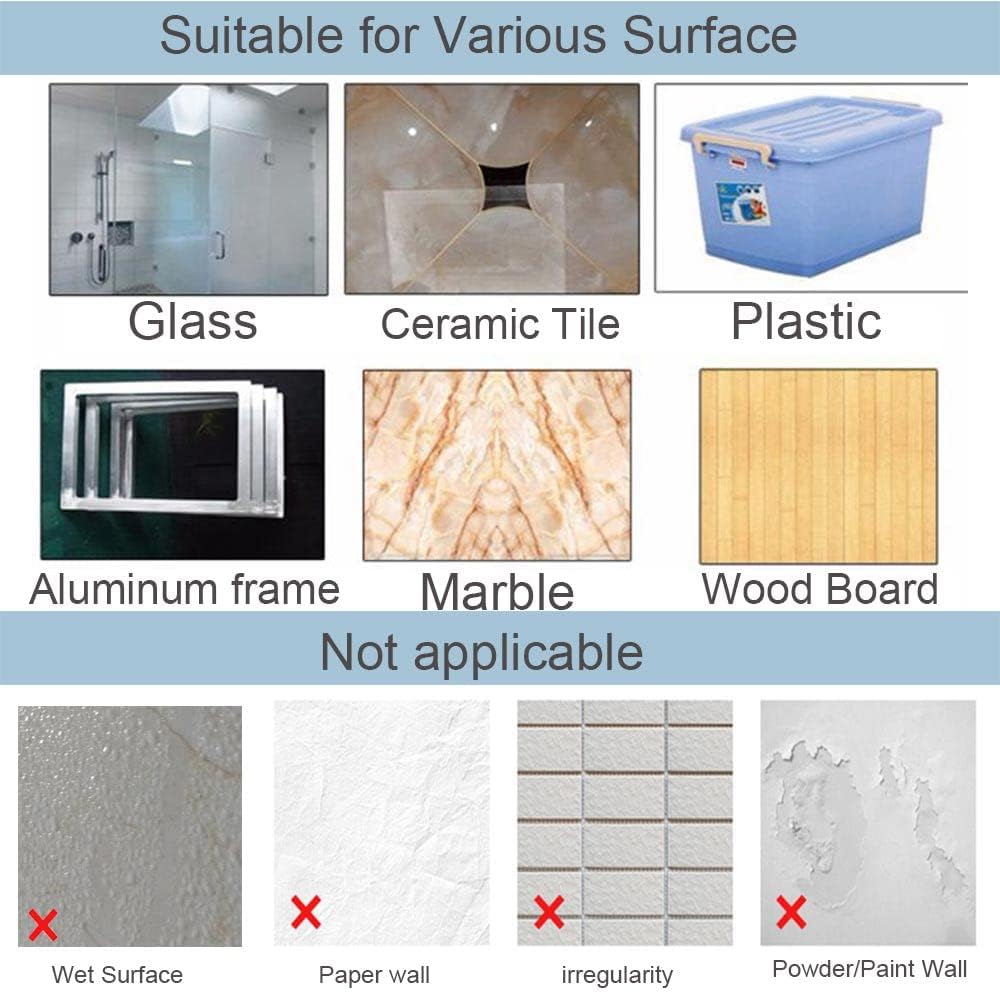 Diagram showing suitable and unsuitable surfaces for the tape