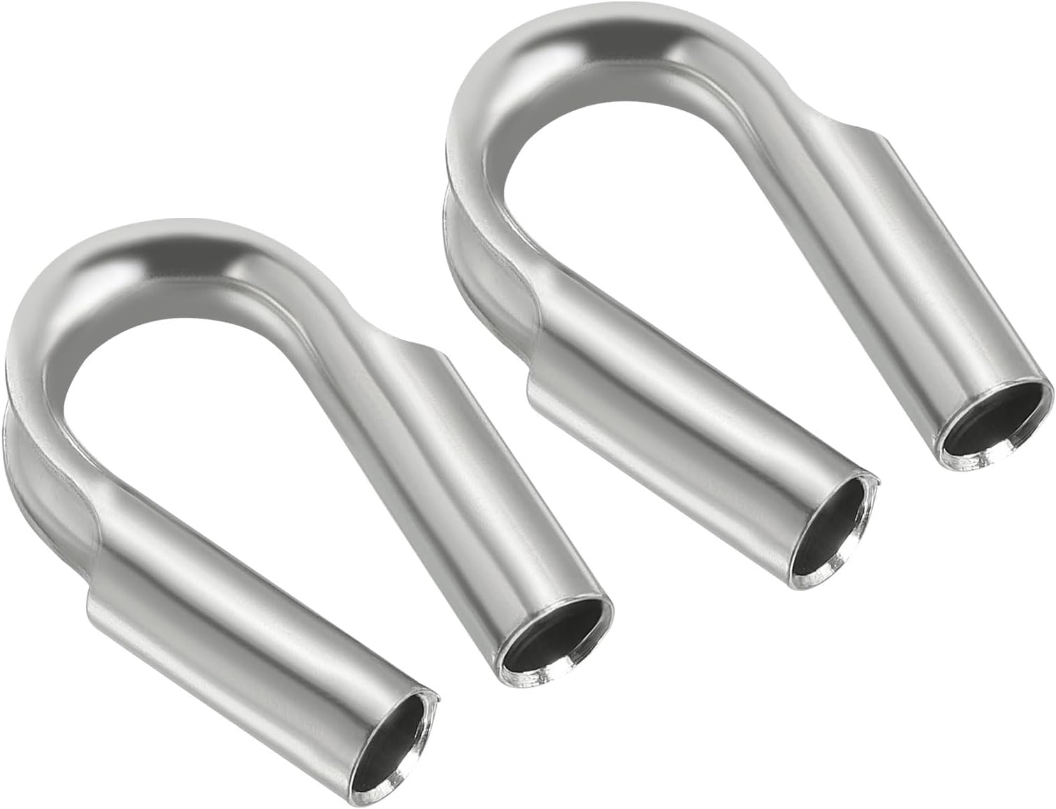 1/4"/ 6mm Wire Rope Tube Thimble, 2 Pack 304 Stainless Steel Rope Thimbles for Towing Rigging, Silver