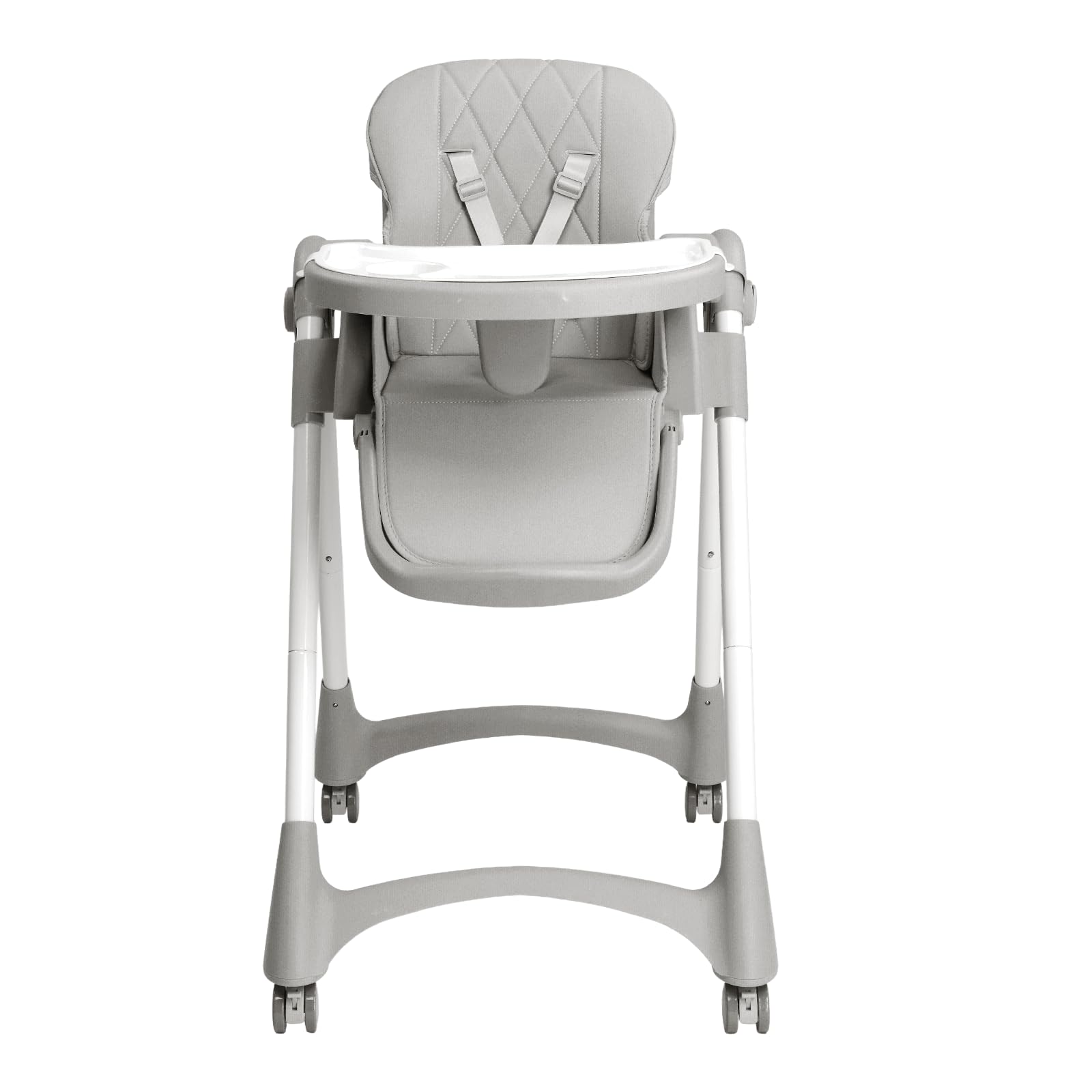 BONNLO Chaise Haute Bébé Évolutive, 6 Mois - 3 Ans (max. 15 kg)，Chaise de Nourriture Bebe Pliable, Siege Pliante, Siege d'Appoint Bébé, Avec Plateau, Repose-pieds, Réglable, Naissance (Gris)