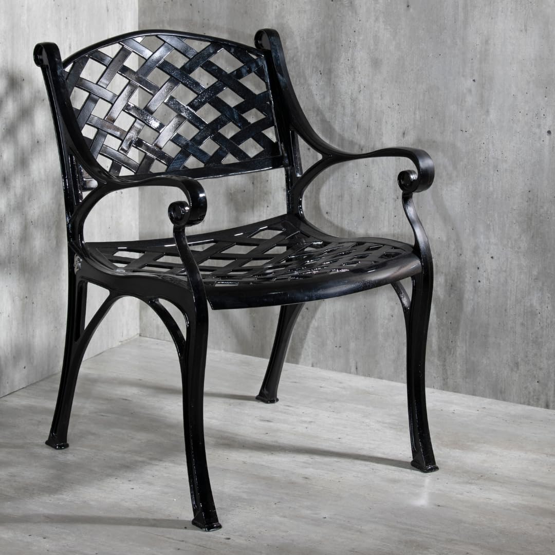 Aluminum Outdoor Chair | Orion Basketweave Premium All-Weather Furniture | Rustproof Diecast Aluminium | Garden, Terrace, Patio & Balcony Furniture