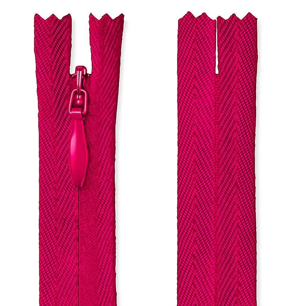 Invisible Zip Magenta 8" (20cm) - Concealed Closed-End Nylon Zipper for Sewing & Dressmaking: Skirts, Cushions, Bag Linings, Pouches & Alterations by Giddy Square