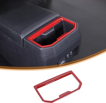 Rear Seat Cup Holder Frame Cover Trim Compatible with Toyota Tacoma 2024 2025 2026, Car Interior Decoration Accessories Red