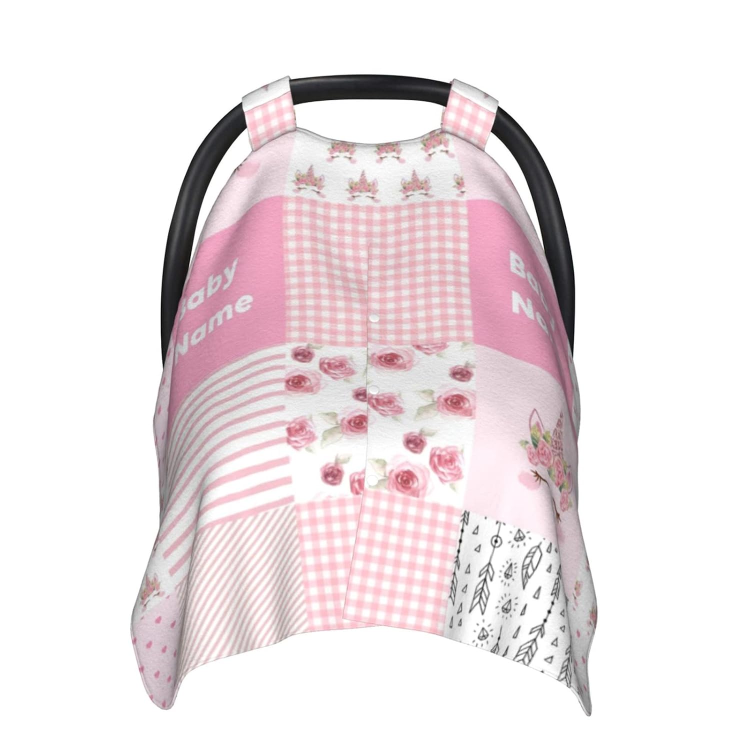 Personalized Lady Bug Baby Car Seat Canopy with Name, Custom Light Weight Minky Covers for Baby Boy Girl, Nursing Breastfeeding Stroller Cover Canopies for Newborn