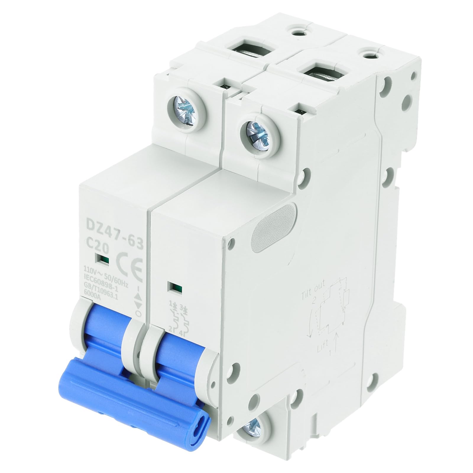 MECCANIXITY 1Pcs Miniature Circuit Breaker 2P 6A AC 110V DZ47