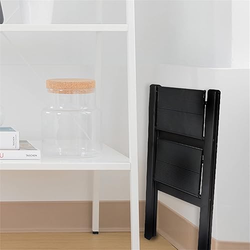 Miniatura 5 de Taburete plegable de escalera de 2 escalones, taburete plegable antideslizante con pedal expandido, para uso doméstico y oficina, taburete de cocina