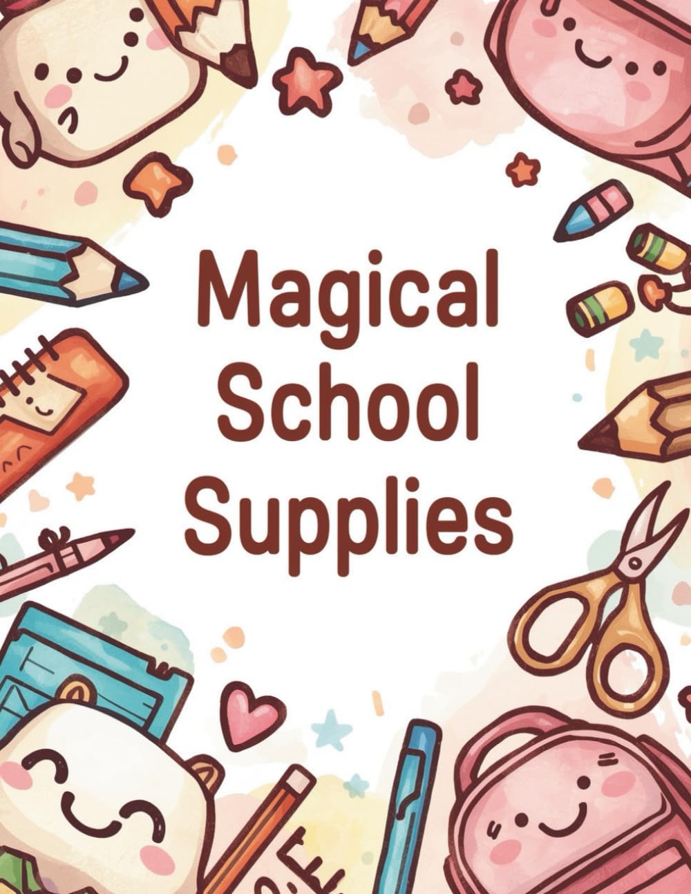 Magical School Supplies: Cute Kawaii School Coloring Book with Adorable Classroom Friends