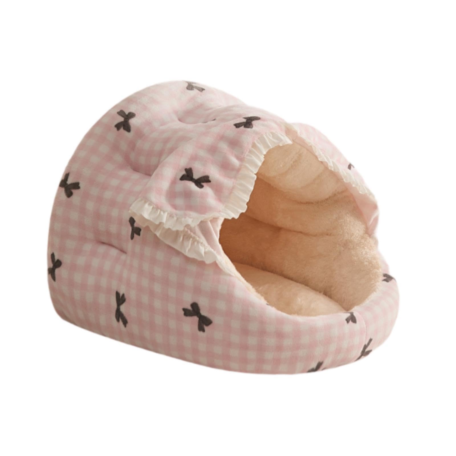 B Baosity Cama para Gato con Cubierta Cama para Perros Cama Nido para Gatos Pequeños Y Medianos Suave Y Cómoda de Felpa Adecuada para, Rosa