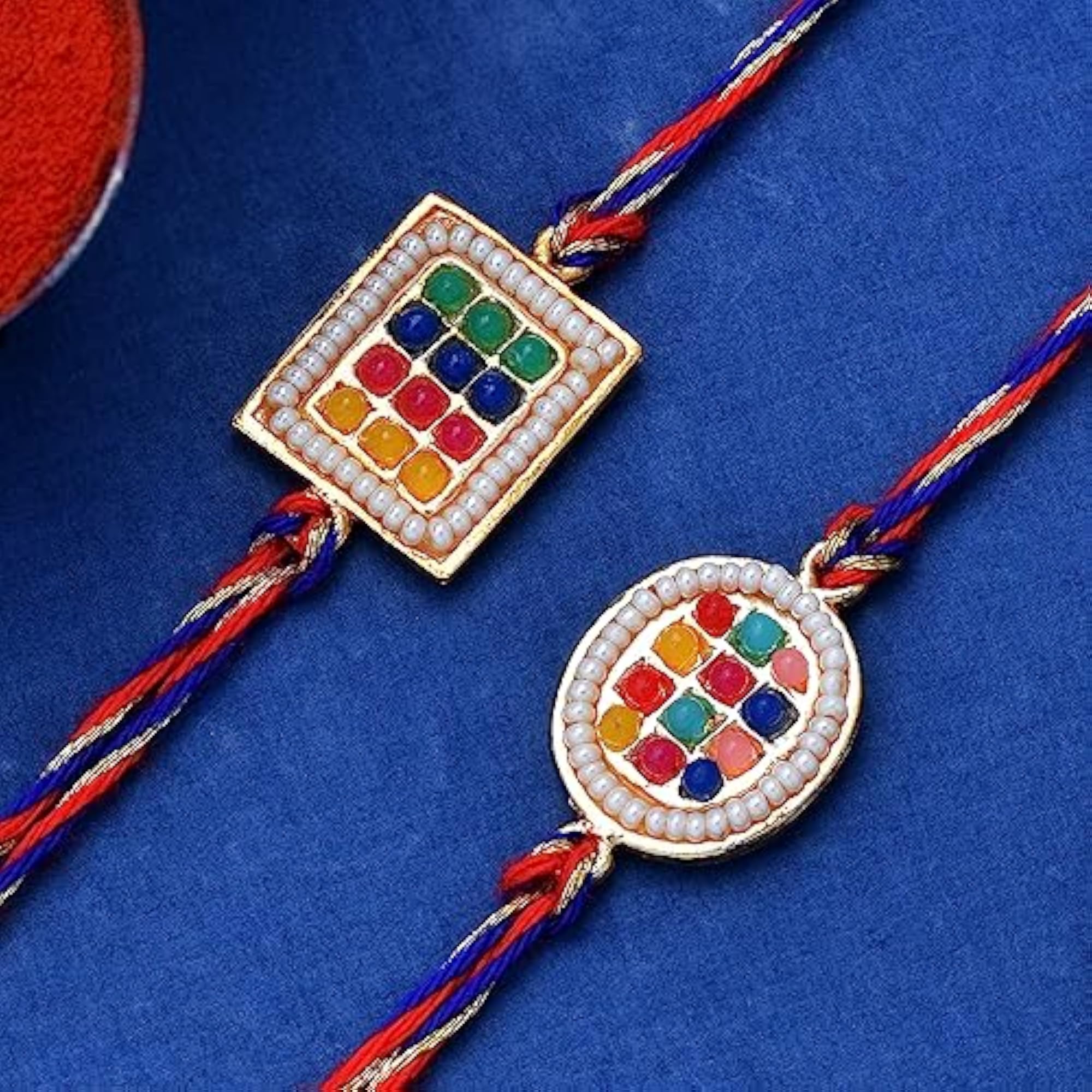 Set of 2 Threaded Rakhis With Beads for Raksha Bandhan