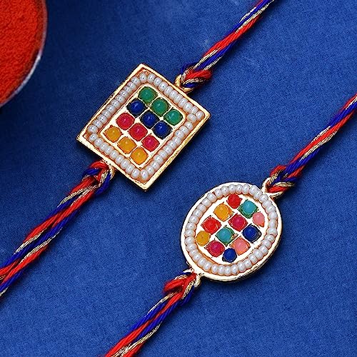 Set of 2 Threaded Rakhis With Beads for Raksha Bandhan