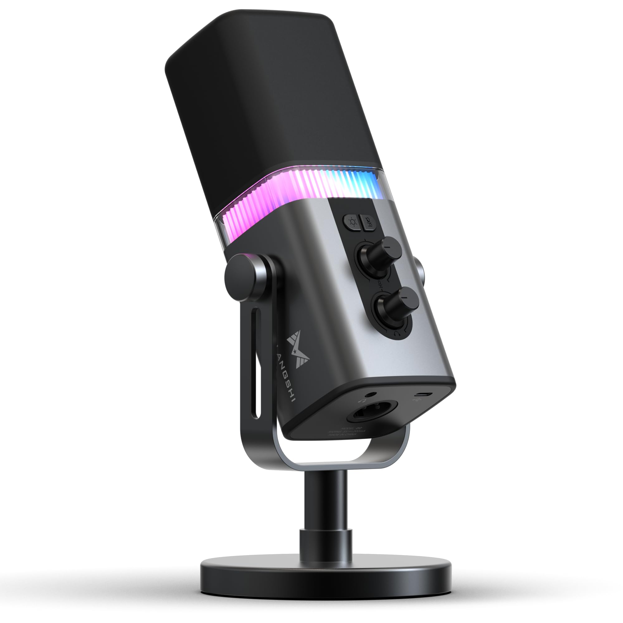 MAILANGSHI 192KHz/32bit Dynamic Podcast Mikrofon für PC, USB & XLR Mikrofon mit RGB, Stand, Stummschaltung, Vollmetall, Gain/Volume, Gaming Mikrofon für Livestreaming