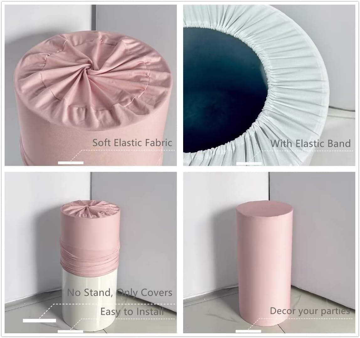 1set Spandex Pillar Covers for Metal Cylinder Pedestal Stands - 5 Pieces - printed tree bark Covers Only, Cylinder Pedestal Stands Excluded (NO-1018 tree bark)