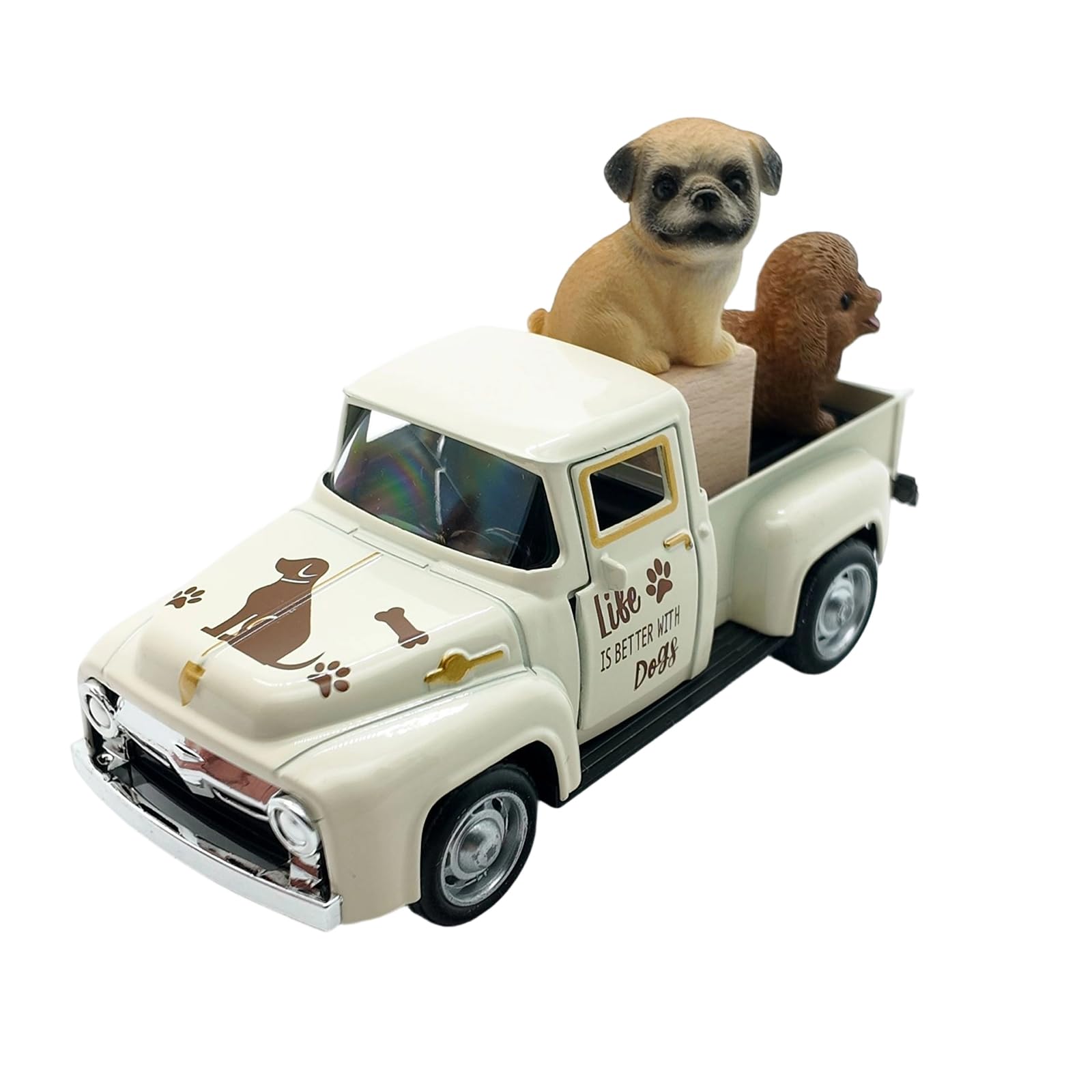 alloneslife Dog Themed Alloy Miniature Vehicle Ornament Alloy Dog Car Model Decoration for Table Display Handcrafted Metal Animal Figurine