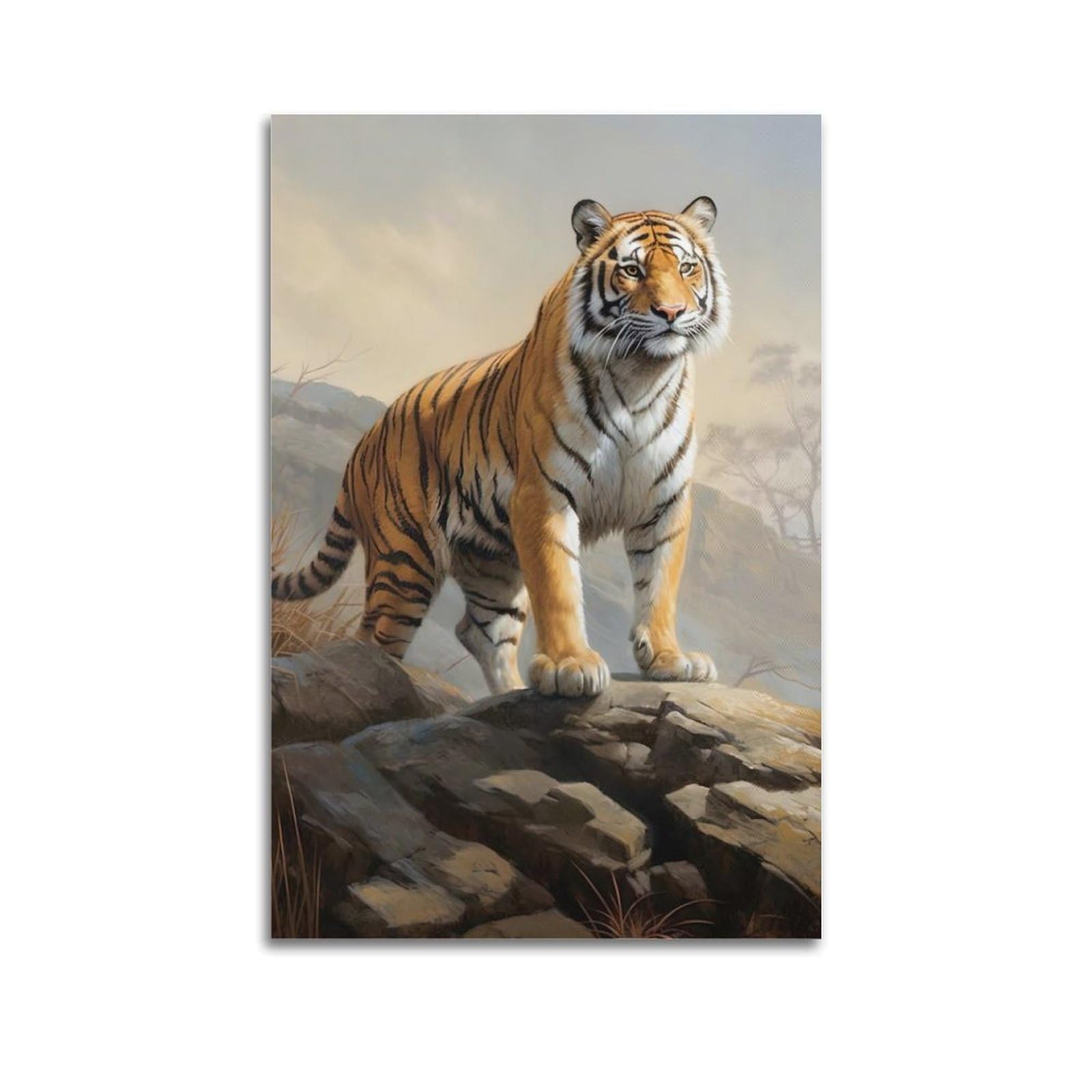 Lvalogy Animal Artwork Poster Tiger on The Mountaintop Art Poster