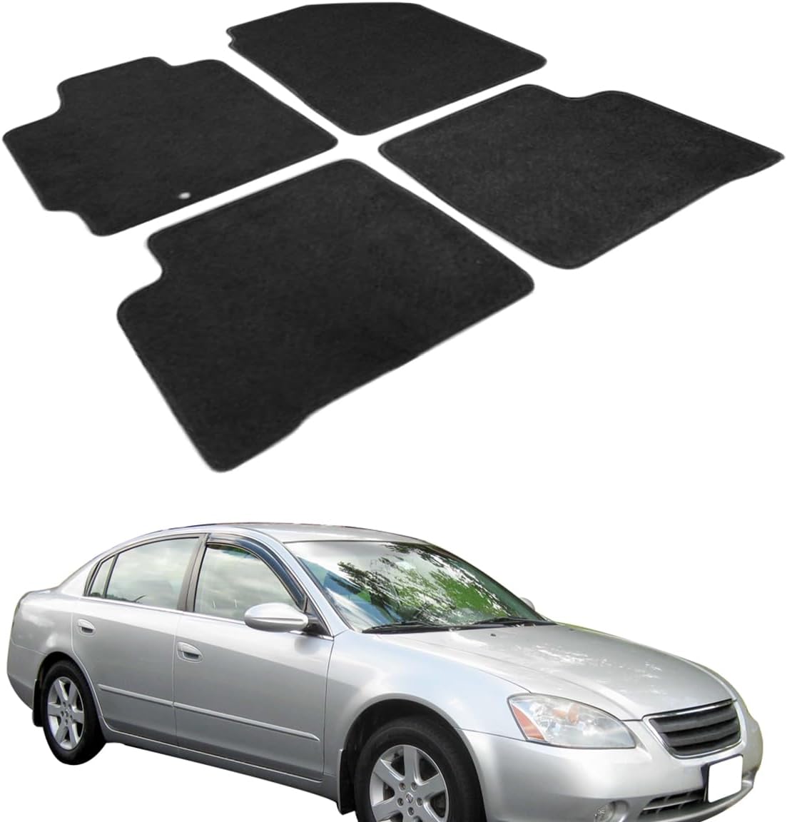 Nylon Floor Mats, Compatible with 2002-2006 Nissan Altima Black Front Rear 4 Pieces Full Set Interior Car Carpets Liner