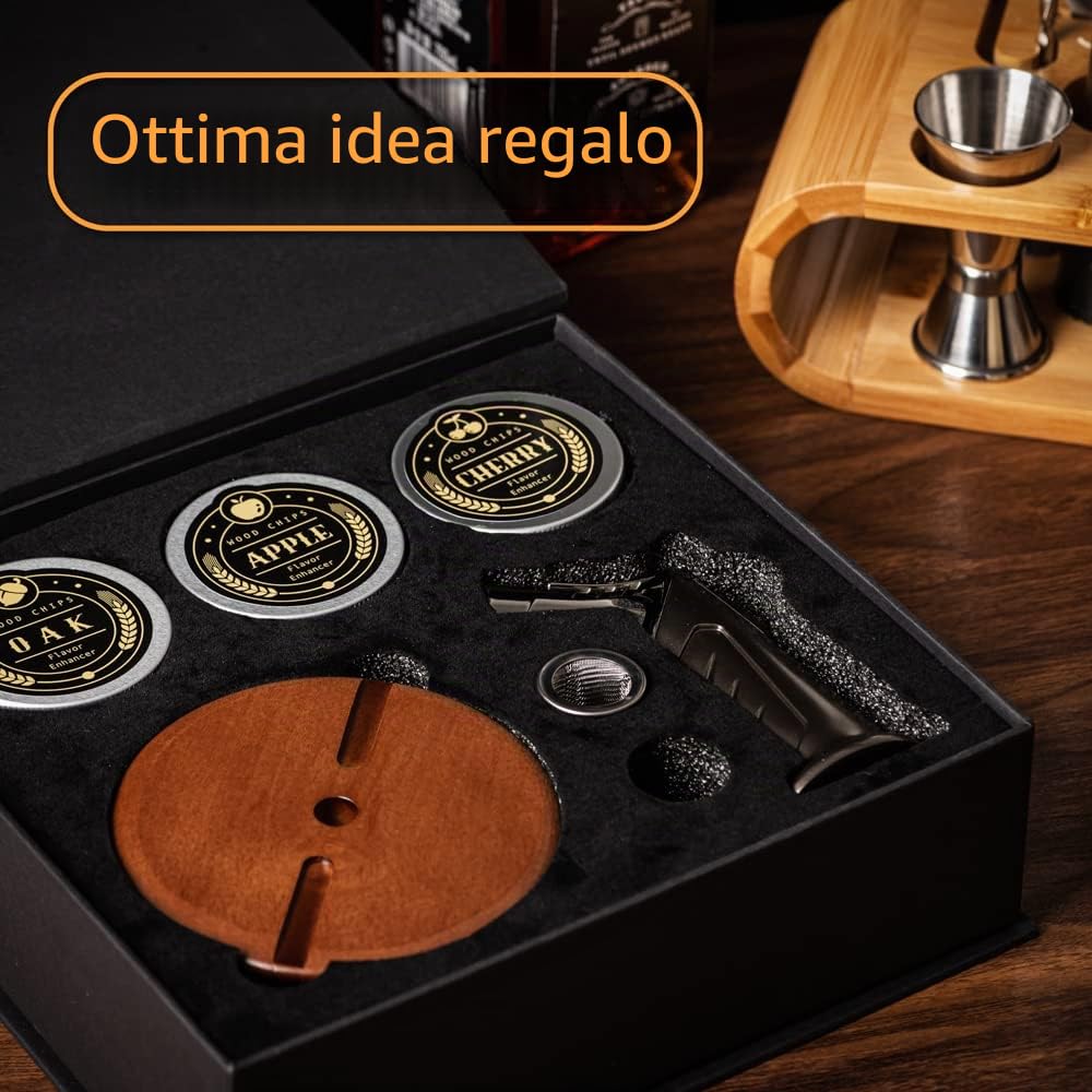 ComboJoy Bourbon Regali per Uomini – Set di Affumicatura per Cocktail con Torcia e Trucioli di Legno per Whiskey, Bourbon, Set da Cocktail Antico, Regali di Whisky, per Padre, Marito e