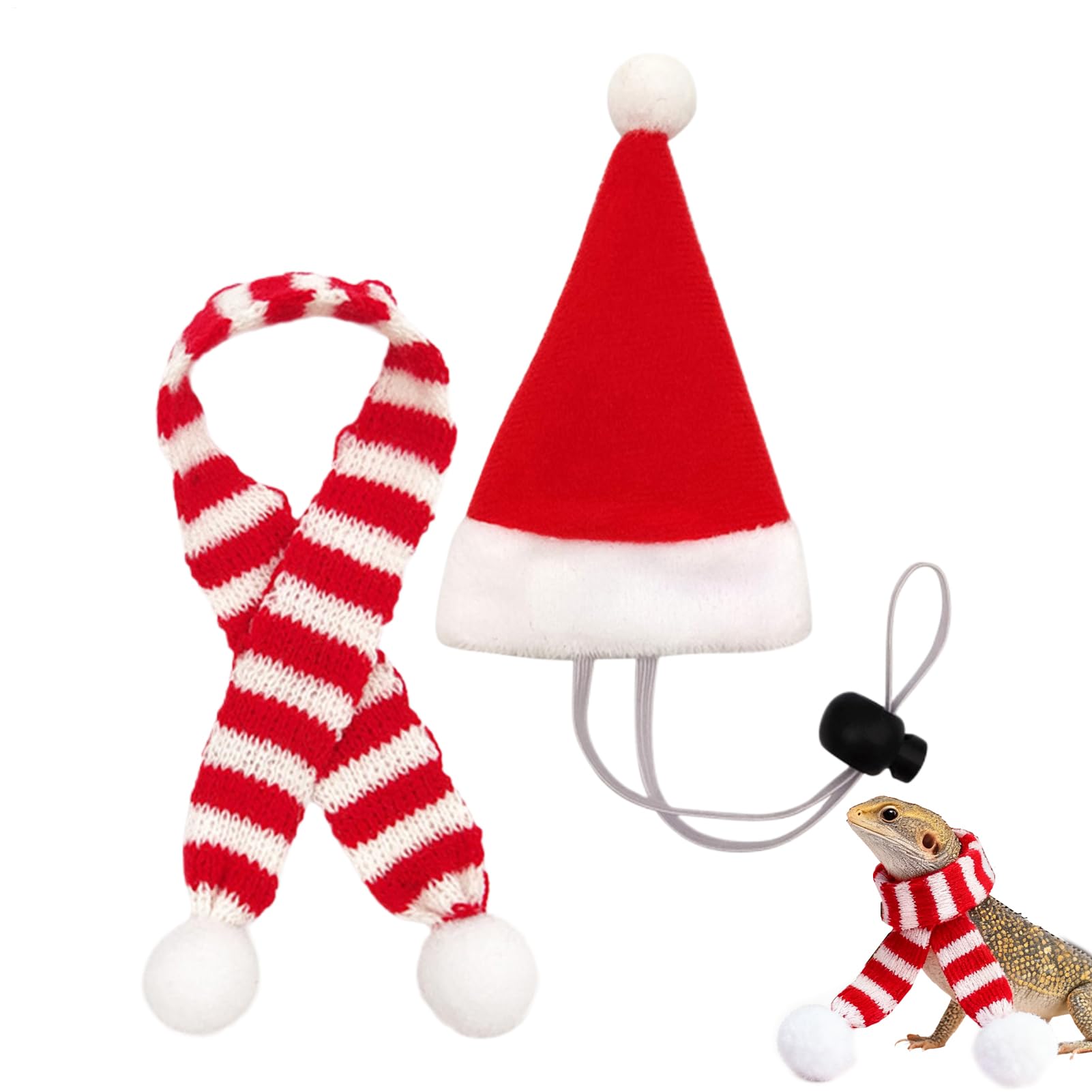 Huhn-Outfits, Weihnachtsmann-Thema, kleine Tier-Weihnachtsmütze mit verstellbarem Kinnriemen, für Henne, Hamster, Kaninchen, Kätzchen, Welpen, Eidechsen, Bauernhof-Dekoration