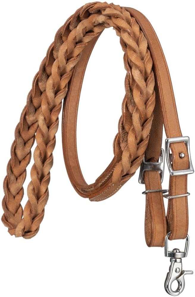 Royal King Western Reins Braided Oiled Leather Roping Buckle 43-1250