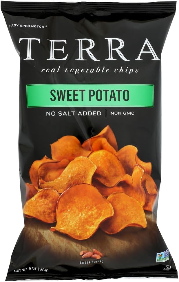 TERRA Sweet Potato Chips, No Salt Added, 6 oz. (Pack of 6)